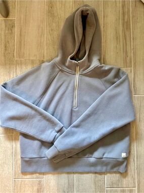 Vuori Restore Half-Zip Hoodie in Light Gray Medium